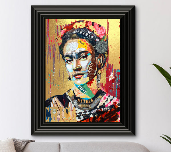Frida Kahlo Graffiti Gold Foil Print
