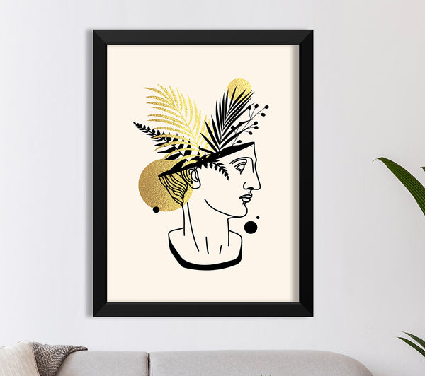 Greek Floral Head Gold Foil Print