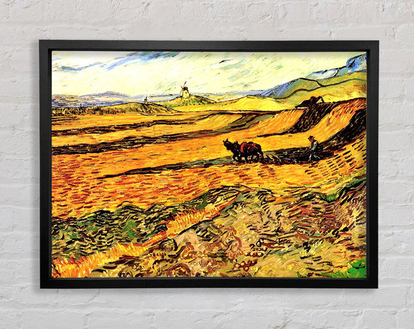 Van Gogh Field With Ploughman And Mill