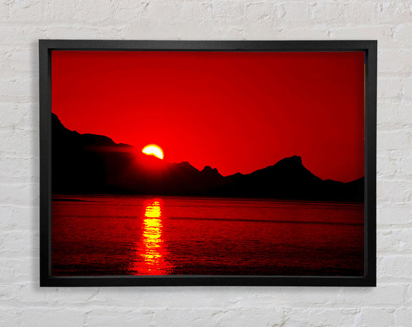 Vibrant Red Ocean Sunset
