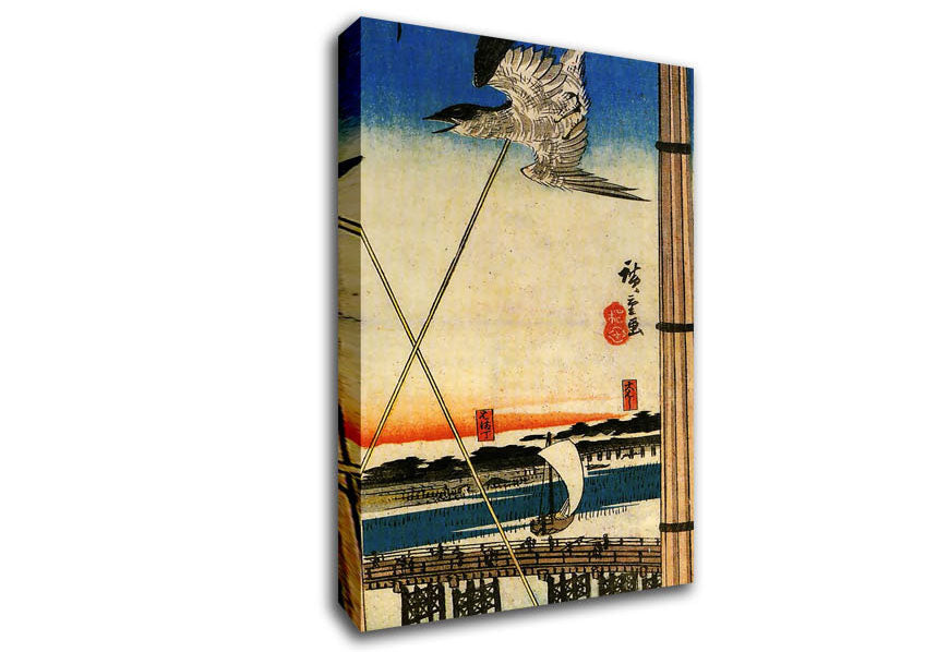Hiroshige A Cuckoo Flying Past Masts Canvas Wall Art