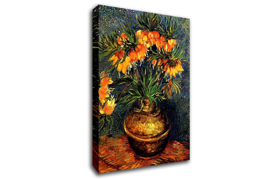 Van Gogh Fritillaries In A Copper Vase Canvas Wall Art