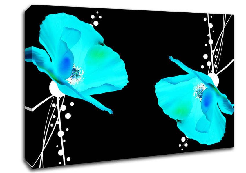 Blue Poppy Abstract Canvas Wall Art