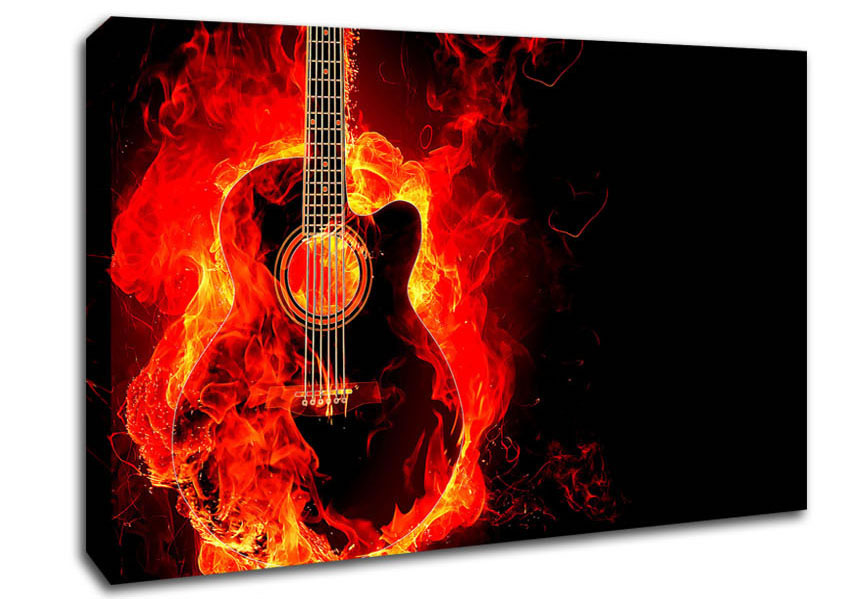 Guitar Flame Canvas Wall Art