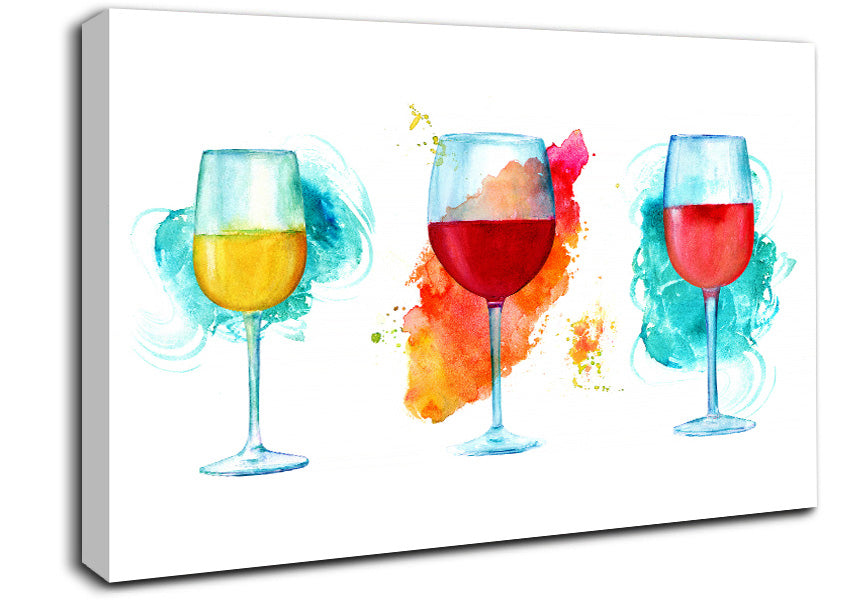 Red White Rose Wine Canvas Wall Art