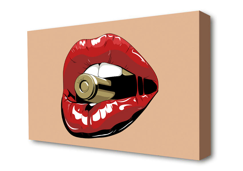 Red Lips On Bullet Canvas Wall Art