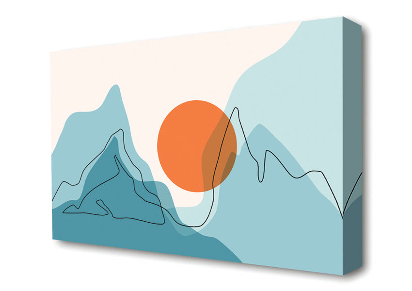 The Sun And Mountain Scene Canvas Wall Art