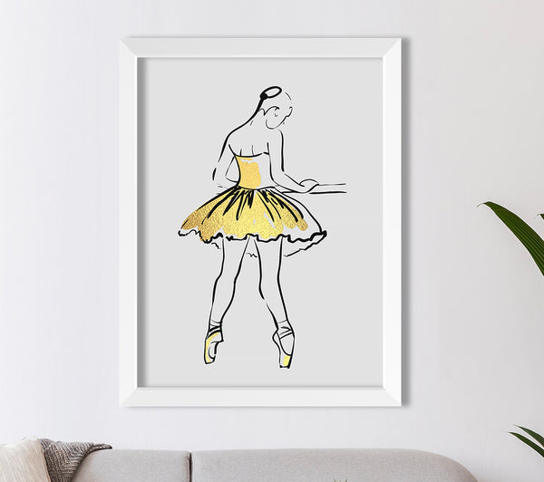The Dancing Ballerina Gold Foil Print