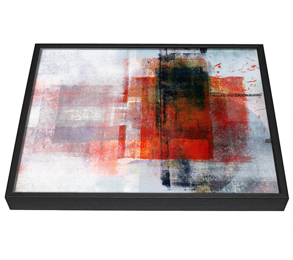 A picture of a Abstract red square paint roller framed canvas print sold by Wallart-Direct.co.uk