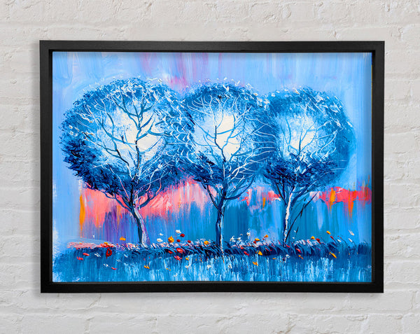 Three Blue Winter Trees