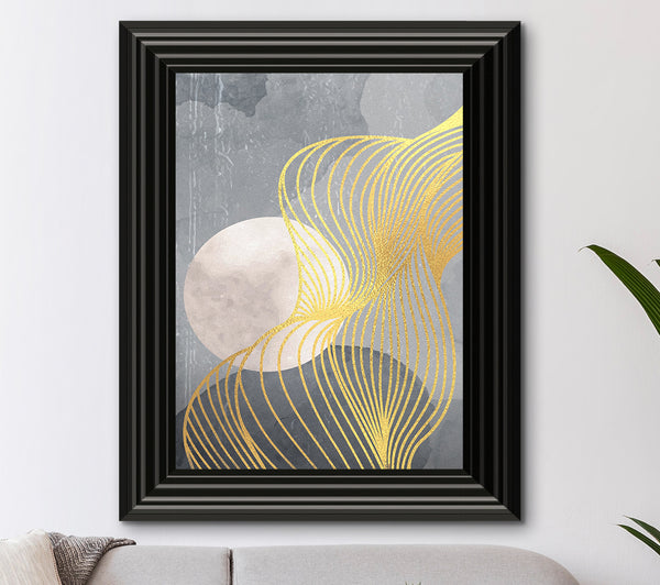 Abstract Moon Lines Gold Foil Print