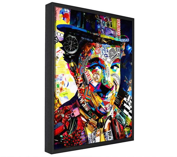 A picture of a Charlie Chaplin Graffiti canvas framed print, sold by Wallart-Direct.co.uk