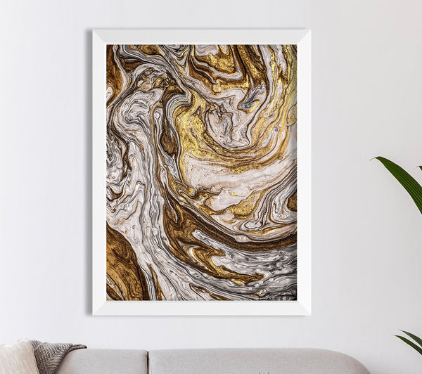 Abstract Flow Browns Gold Foil Print