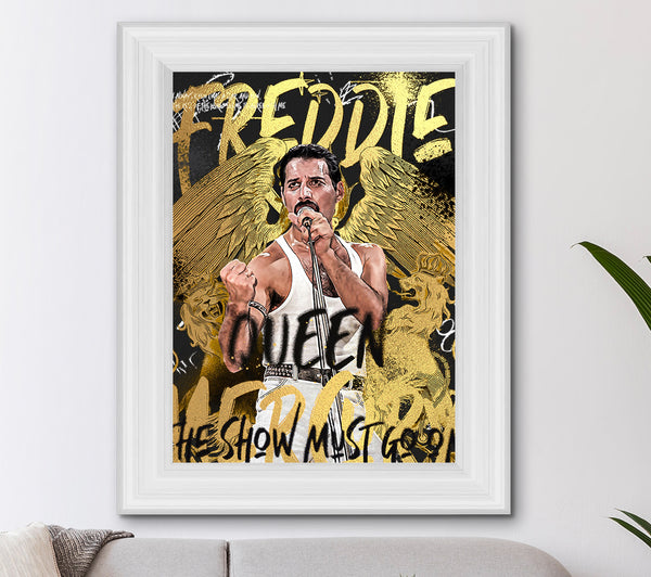 Freddie Mercury Graffiti Gold Foil Print