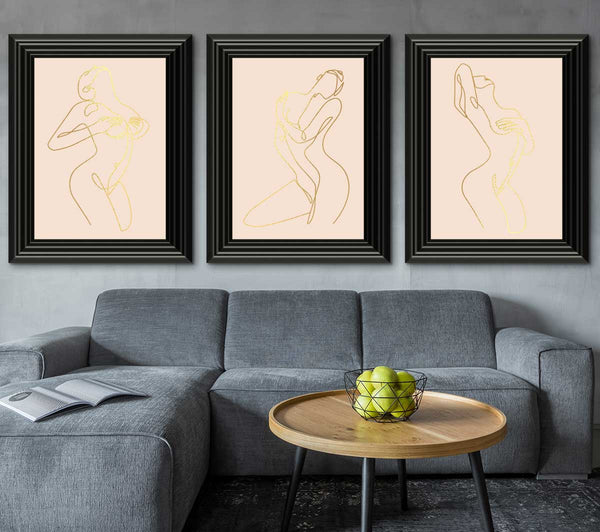 Fashion Line Art Beige and Gold