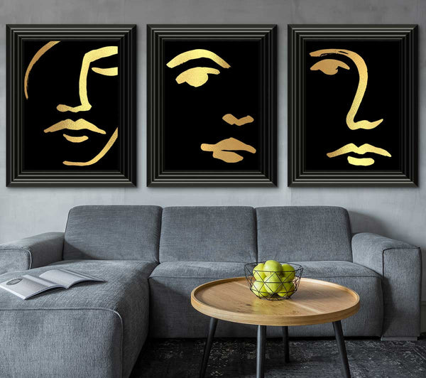 The Three Faces Black and Gold