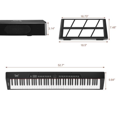 Glarry GPP-105 88 Key Full Size Semi-Weighted Standard Keyboards Digital Piano with Dual-tube X-Shape Stand, MIDI Bluetooth, Headphone,for Piano Lover Black color