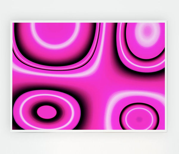 Circles In Squares Pink Print Poster Wall Art