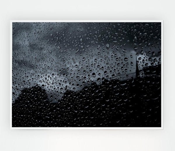 City In The Rain Print Poster Wall Art