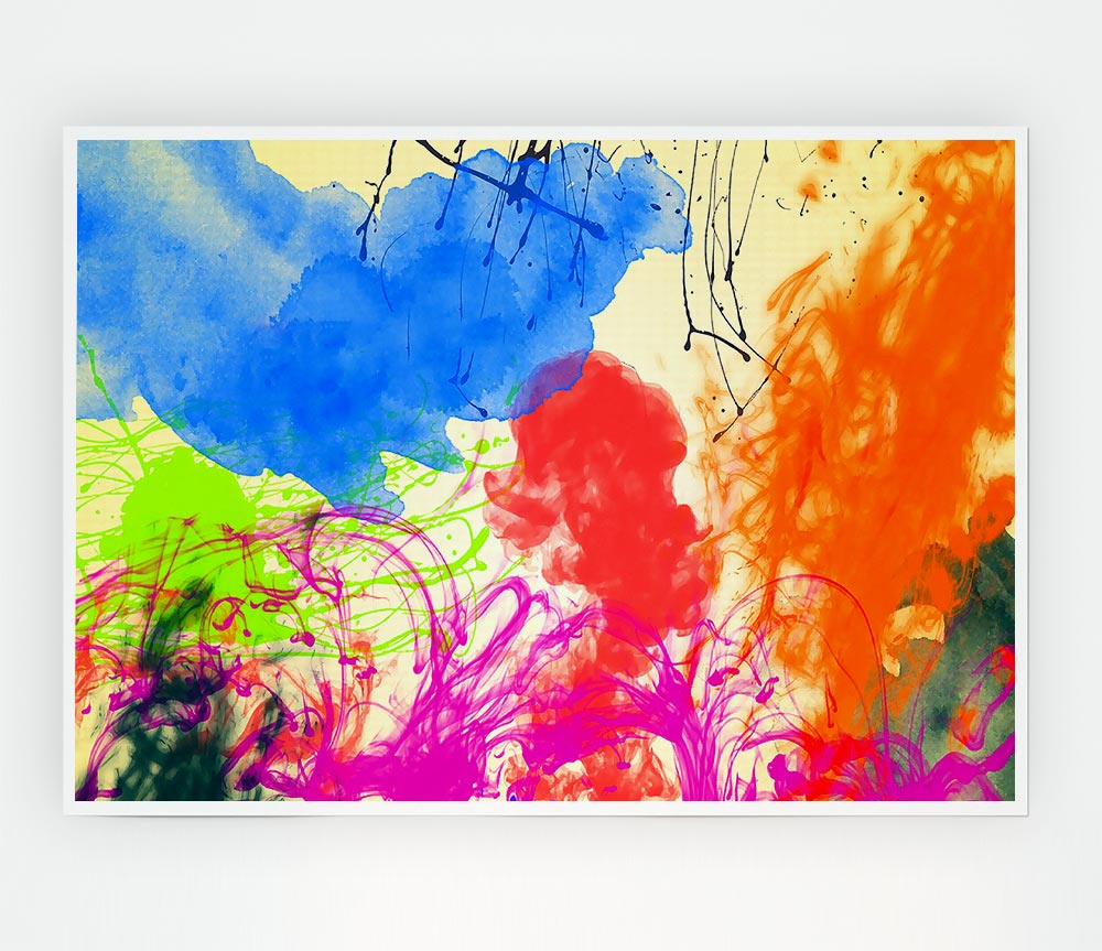 Colourful Clouds In The Garden Print Poster Wall Art