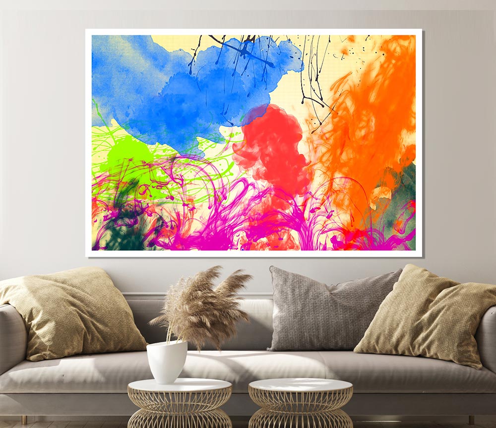 Colourful Clouds In The Garden Print Poster Wall Art