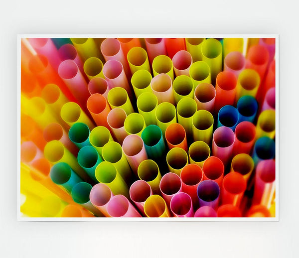 Colourful Straws Print Poster Wall Art