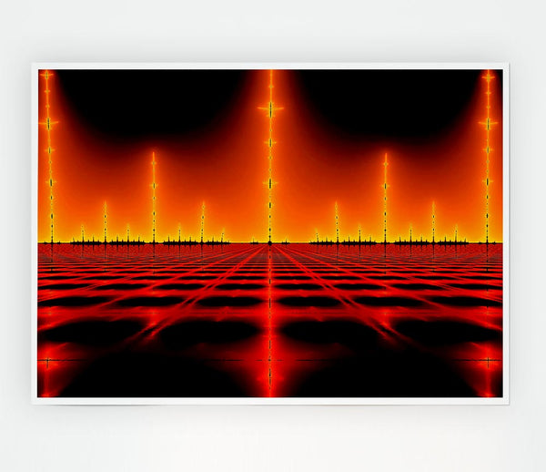 Electrical Fire Grid Print Poster Wall Art