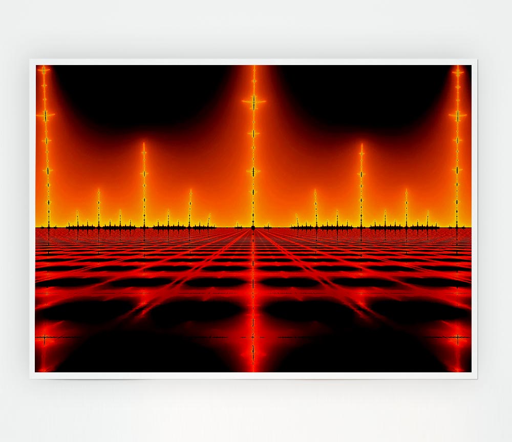 Electrical Fire Grid Print Poster Wall Art