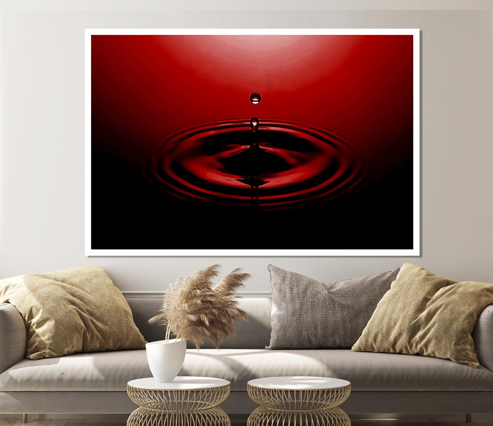 Water Droplet Red Print Poster Wall Art