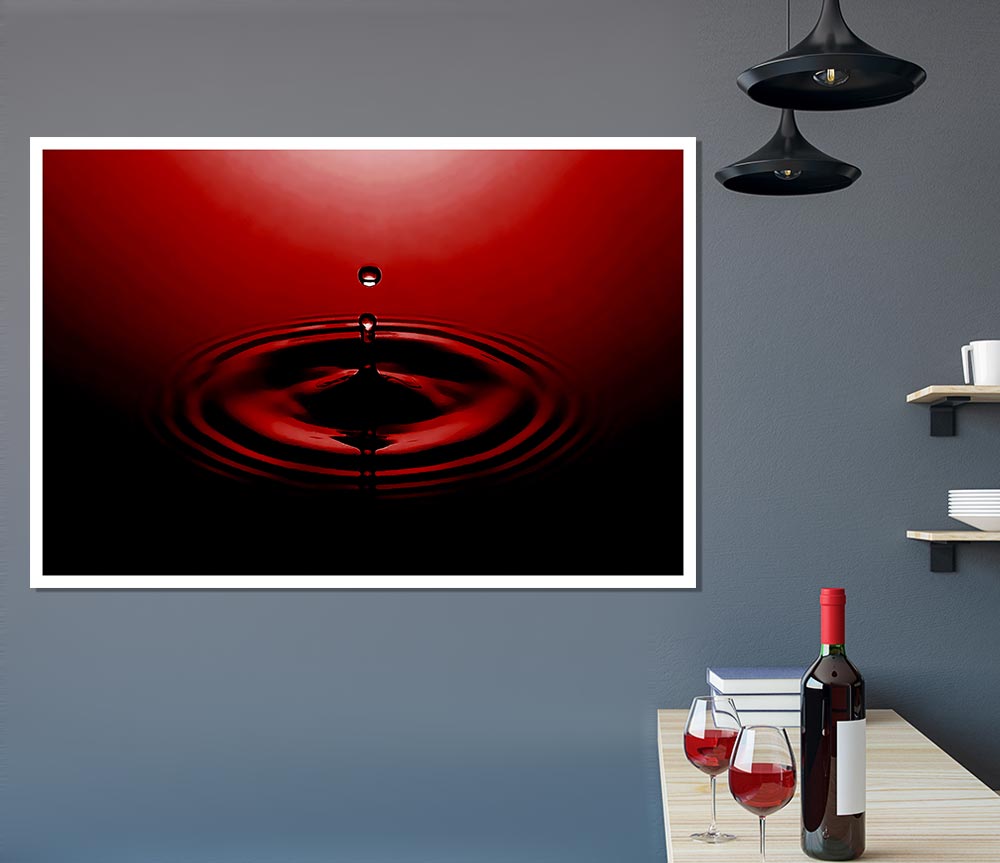 Water Droplet Red Print Poster Wall Art
