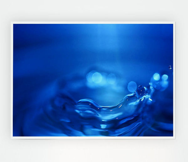 Water Splash Ripple Blue Print Poster Wall Art
