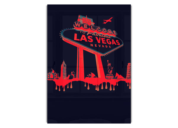 Las Vegas Sign Red Black