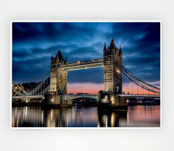 London Tower Bridge At Dusk Print Poster Wall Art