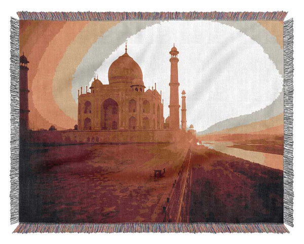 The Taj Mahal At Sunset India Woven Blanket