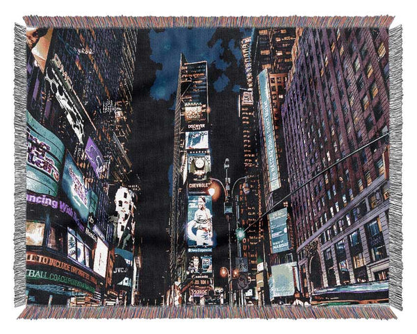 Times Square NYC Nights Woven Blanket