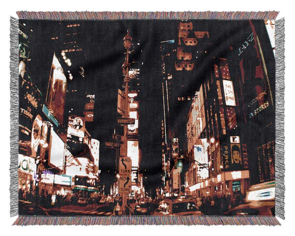 Tokyo Broadway At Night Woven Blanket