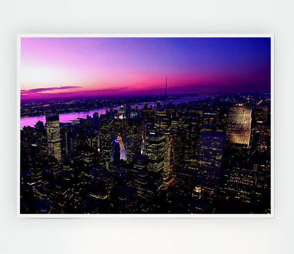 Twilight In New York City Print Poster Wall Art
