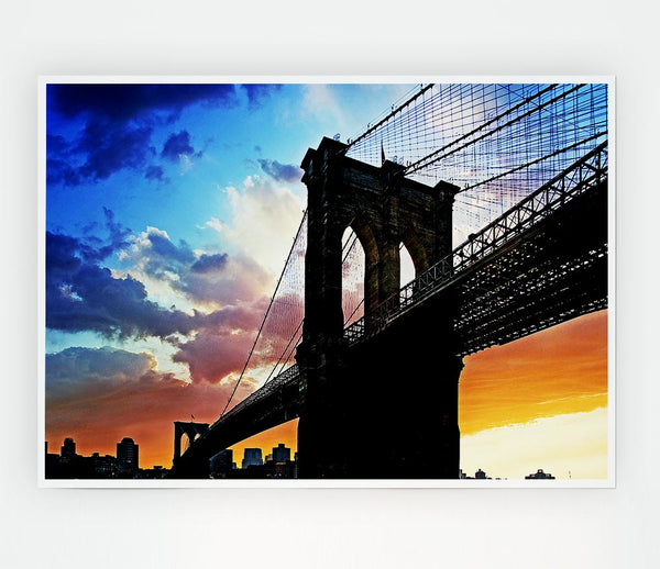 Under Brooklyn Bridge Sunlight Print Poster Wall Art