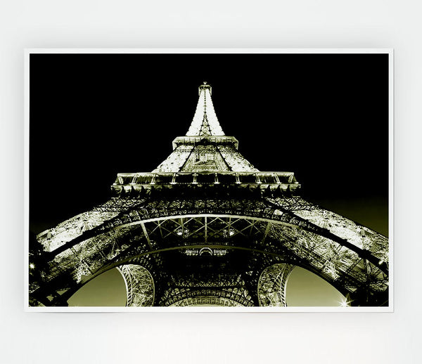 Under The Eiffel Tower Sepia Print Poster Wall Art