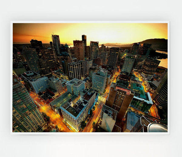 Vancouver Sunset Canada Print Poster Wall Art