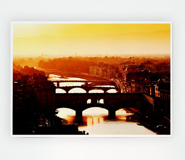 Venice City Of Bridges Morning Glow Print Poster Wall Art