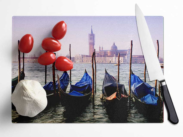 Venice Gondola Line-Up Glass Chopping Board