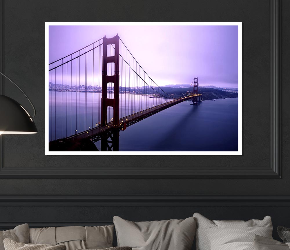 Violet Hour And Fog Surround The Golden Gate Print Poster Wall Art