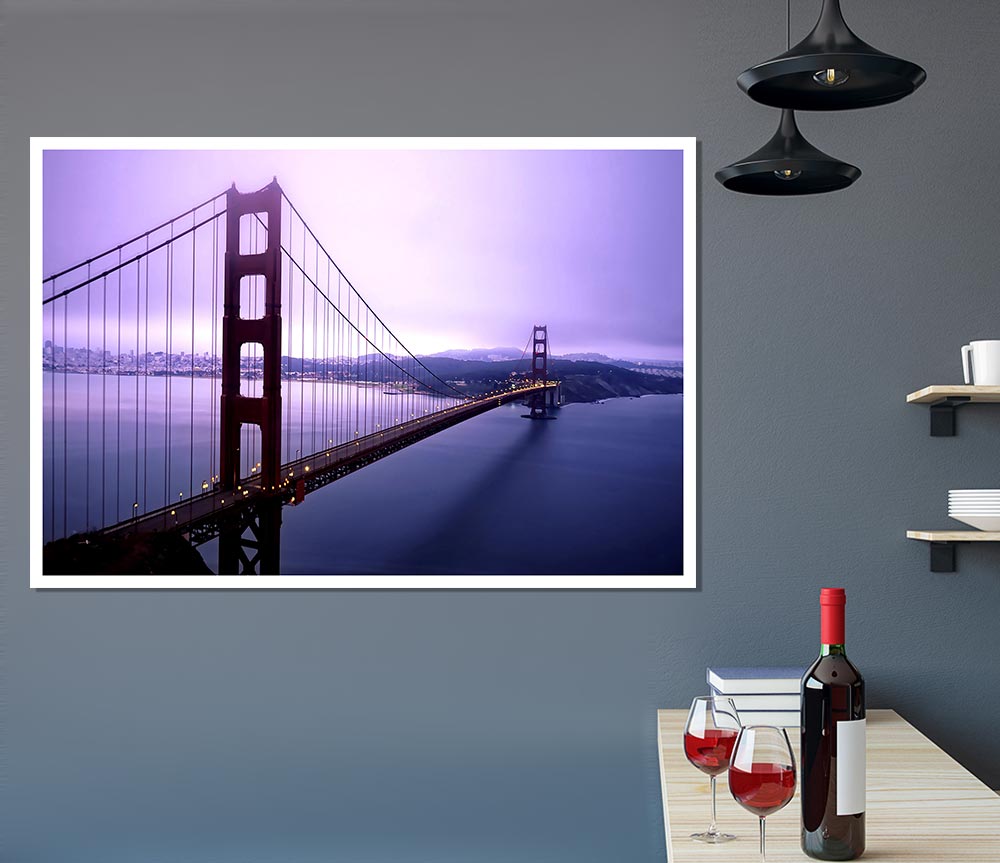 Violet Hour And Fog Surround The Golden Gate Print Poster Wall Art