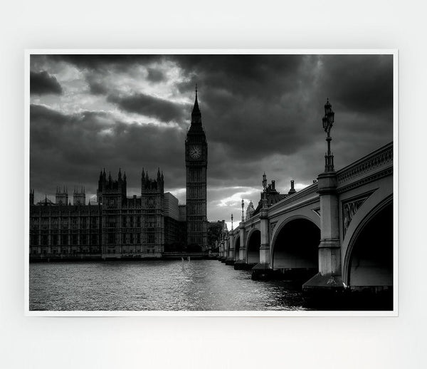 Westminster Black And White Print Poster Wall Art
