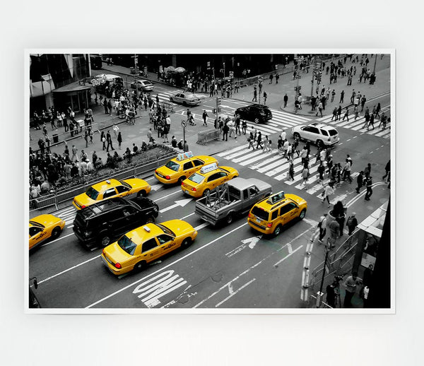 Yellow Cabs New York City Print Poster Wall Art