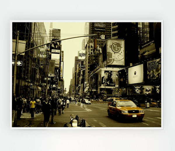 Yellow Taxi New York Print Poster Wall Art