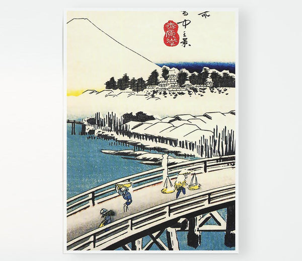 Hiroshige A Bridge In The Snow Print Poster Wall Art