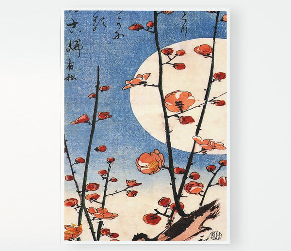 Hiroshige Blooming Plum Tree With Full Moon Print Poster Wall Art
