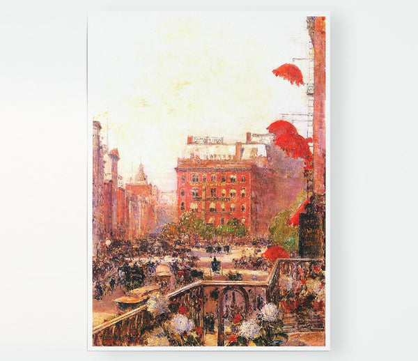 Hassam Broadway And Fifth Avenue Print Poster Wall Art